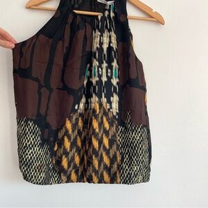 Trina Turk Printed Silk Cinch Bubble Sleeveless Tank Blouse BNWT  Size M
